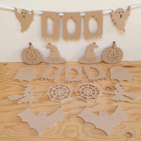 Halloween bunting with spooky shapes