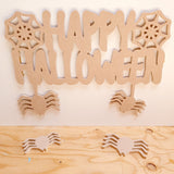 Happy Halloween spider web themed door sign, wall plaque.