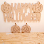 Happy Halloween pumpkin themed door sign, wall plaque.