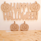 Happy Halloween pumpkin themed door sign, wall plaque.