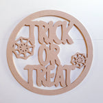 Halloween trick or treat hoop door sign or plaque