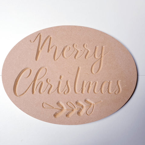 Merry Christmas oval door plaque