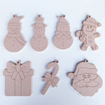 Engraved hanging Christmas decorations set of 7