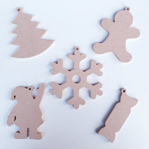 Plain hanging Christmas decorations set of 5